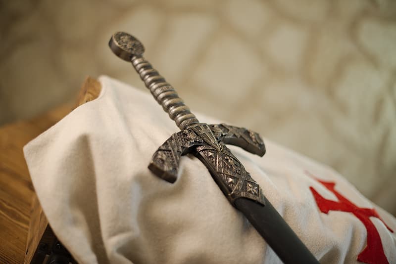 Templar sword, black scabbard