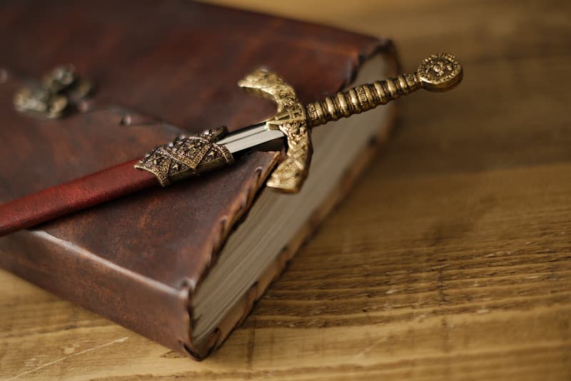 Letter opener Templar sword red scabbard