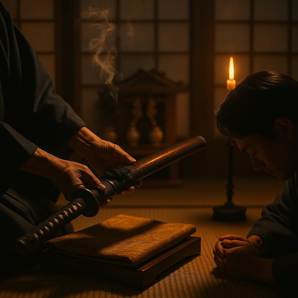 Katana 伝世, the heritage of steel. The illustrations in this section are created using artificial intelligence, under the direction of our editorial team. This technology enables us to bring historical or legendary scenes to life, in keeping with our passion for authenticity and the imaginary. #Terressens, where stories take shape