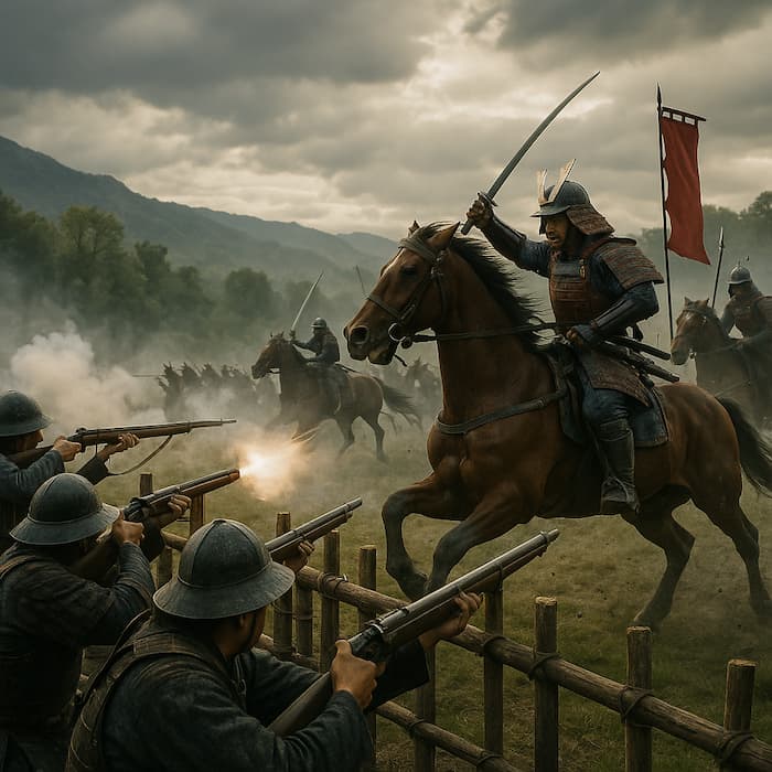 Nagashino 1575: when harquebuses changed samurai warfare
The illustrations in this section are created using artificial intelligence, under the direction of our editorial team.
This technology enables us to bring historical scenes to life, while respecting our passion for authenticity.
#Terressens, where stories take shape Nagashino 1575: when harquebuses changed samurai warfare
The illustrations in this section are created using artificial intelligence, under the direction of our editorial team.
This technology enables us to bring historical scenes to life, while respecting our passion for authenticity.
#Terressens, where stories take shape