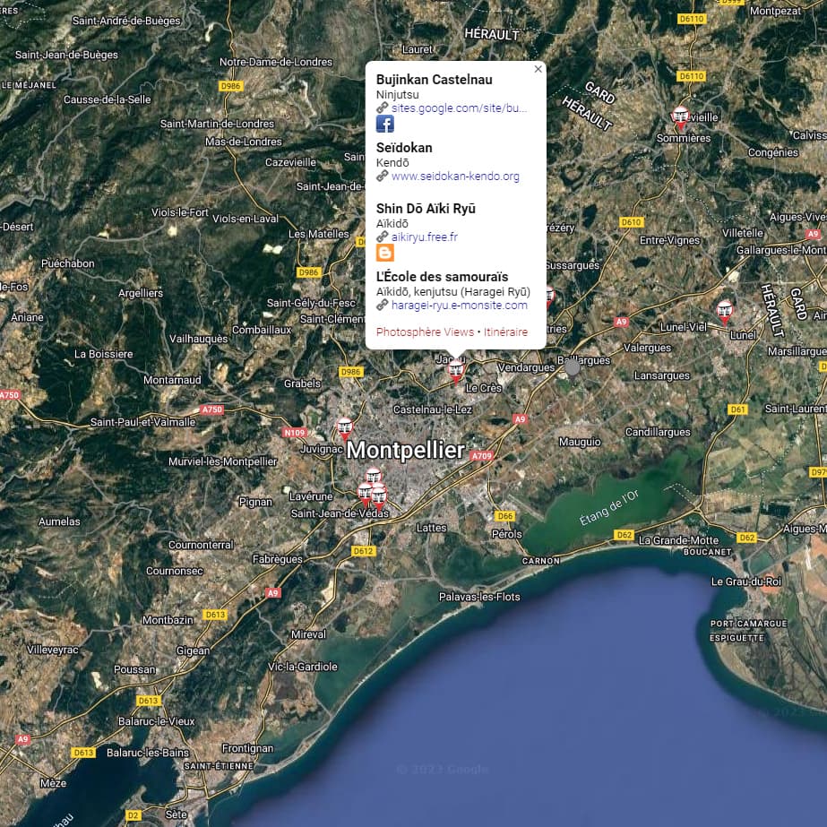 Dōjō and training room: map of martial arts clubs