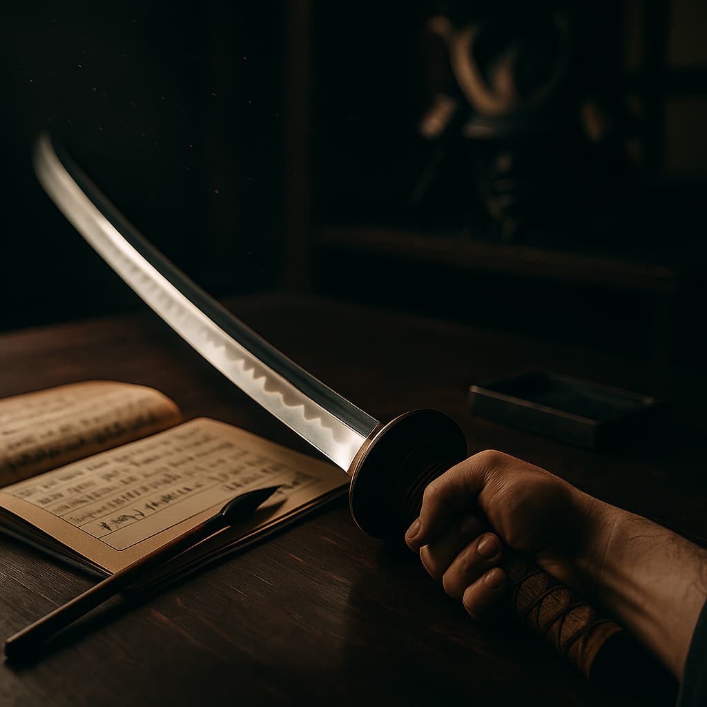 Kotetsu from the Shinsengumi, masterpiece... or fake mei? The illustrations in this section are created with the help of artificial intelligence, under the direction of our editorial team. This technology enables us to bring historical or legendary scenes to life, while respecting our passion for authenticity and imagination. #Terressens, where stories take shape