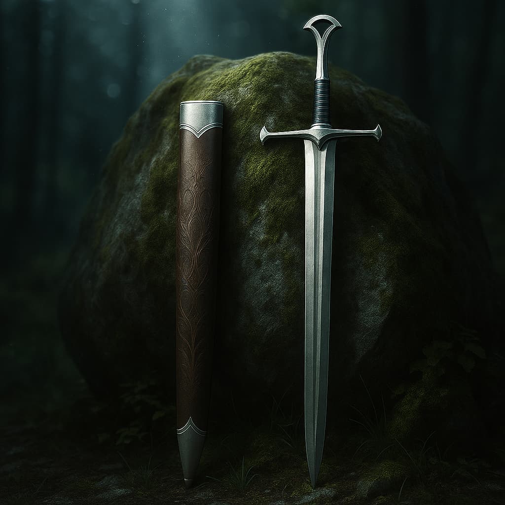 Galadriel's scabbard, Andúril's discreet magic. The illustrations in this section are created using artificial intelligence, under the direction of our editorial team. This technology enables us to bring historical or legendary scenes to life, in keeping with our passion for authenticity and imagination. #Terressens, where stories take shape