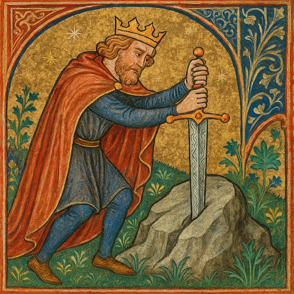 Excalibur: magic blade or damascened masterpiece? The illustrations in this section are created using artificial intelligence, under the guidance of our editorial team.
This technology enables us to bring historical or legendary scenes to life, while respecting our passion for authenticity and the imaginary. 
#Terressens, where stories take shape Excalibur: magic blade or damascened masterpiece?
The illustrations in this section are created using artificial intelligence, under the guidance of our editorial team.
This technology enables us to bring historical or legendary scenes to life, while respecting our passion for authenticity and the imaginary.
#Terressens, where stories take shape