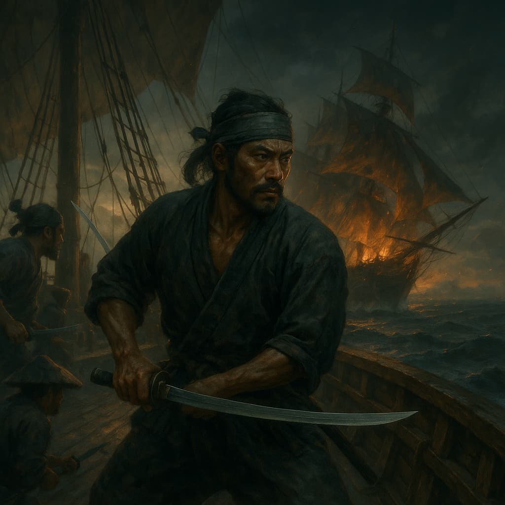 Japanese pirates armed with katanas
The illustrations in this section are created with the help of artificial intelligence, under the direction of our editorial team.
This technology enables us to bring historical or legendary scenes to life, while respecting our passion for authenticity and the imaginary.
#Terressens, where stories take shape Japanese pirates armed with katanas
The illustrations in this section are created with the help of artificial intelligence, under the direction of our editorial team.
This technology enables us to bring historical or legendary scenes to life, while respecting our passion for authenticity and the imaginary.
#Terressens, where stories take shape