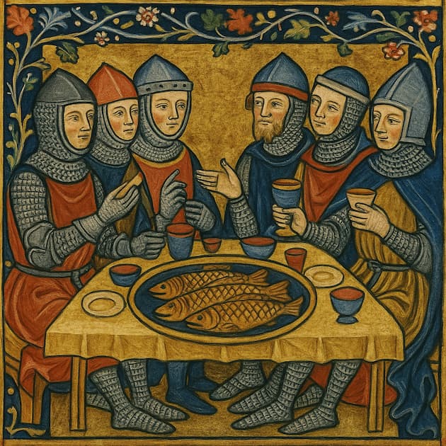 Knights sharing a fish dish
The illustrations in this section are created using artificial intelligence, under the direction of our editorial team.
This technology enables us to bring historical or legendary scenes to life, while respecting our passion for authenticity and the imaginary.
#Terressens, where stories take shape