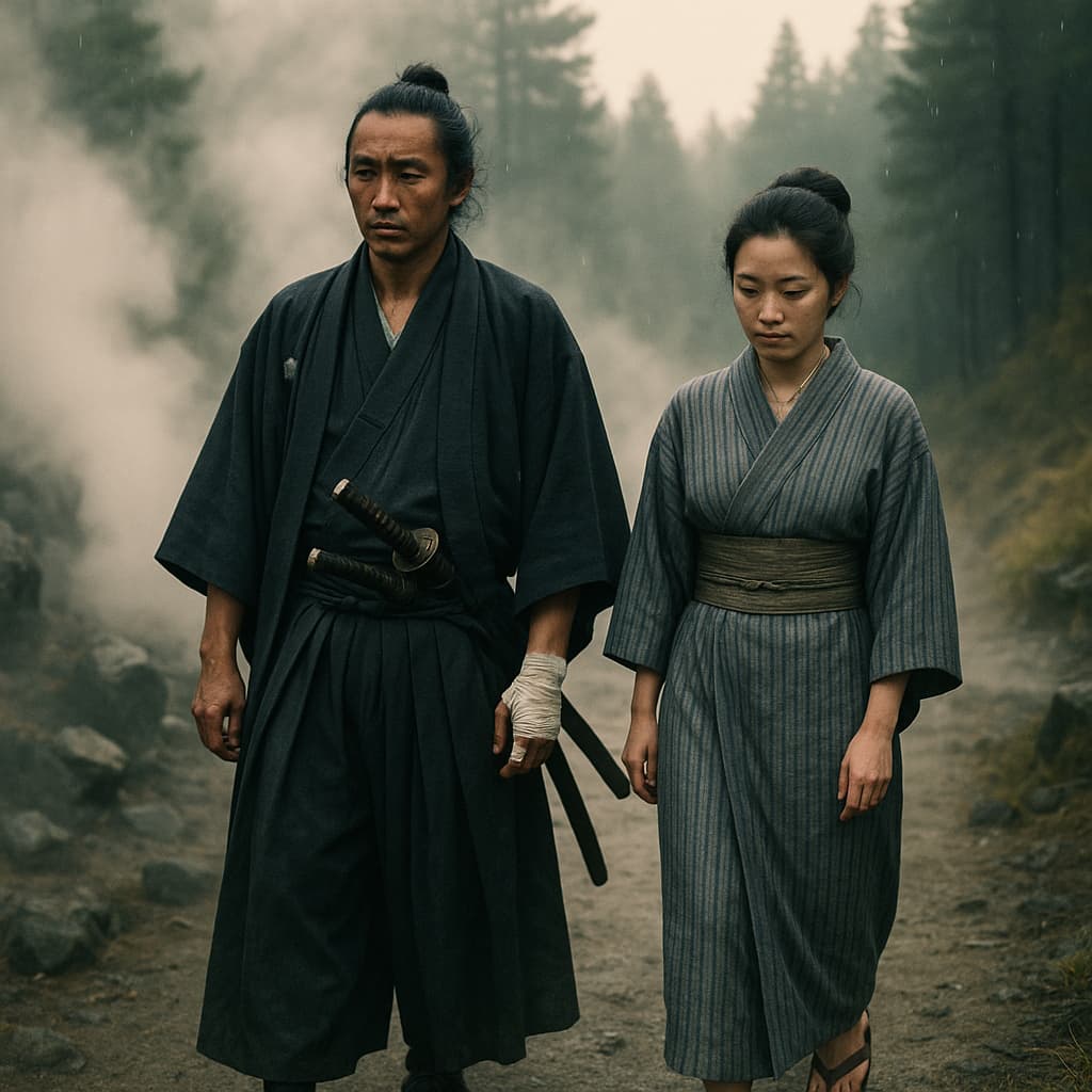 Ryōma and Oryō, Japan's first honeymoon. The illustrations in this section are created using artificial intelligence, under the guidance of our editorial team. This technology enables us to bring historical or legendary scenes to life, in keeping with our passion for authenticity and the imaginary. #Terressens, where stories take shape Ryōma and Oryō, Japan's first honeymoon. The illustrations in this section are created using artificial intelligence, under the guidance of our editorial team. This technology enables us to bring historical or legendary scenes to life, in keeping with our passion for authenticity and the imaginary. #Terressens, where stories take shape
