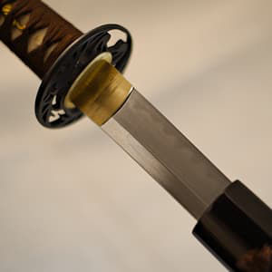 Sacred Earth Katana (聖地, Seichi), sharpened blade 1095, genuine hamon, brown braiding