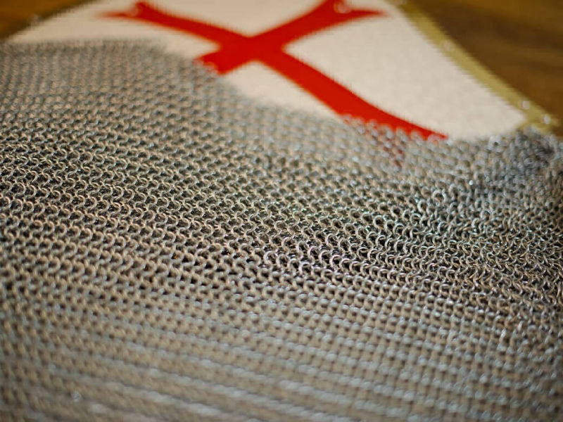 Medieval chain mail on a Templar shield