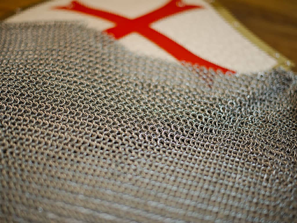 Medieval chain mail on a Templar shield