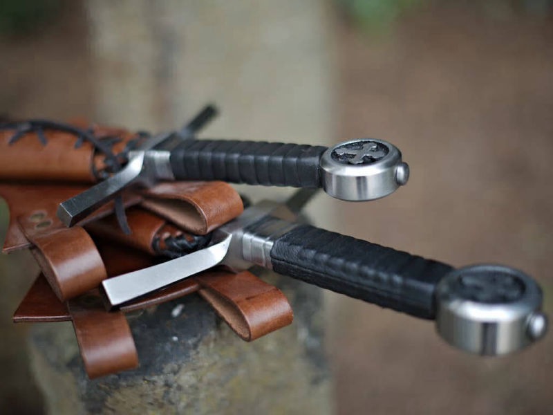 Medieval Crusader sword and dagger (combat set, supplied with black laced brown leather scabbard)