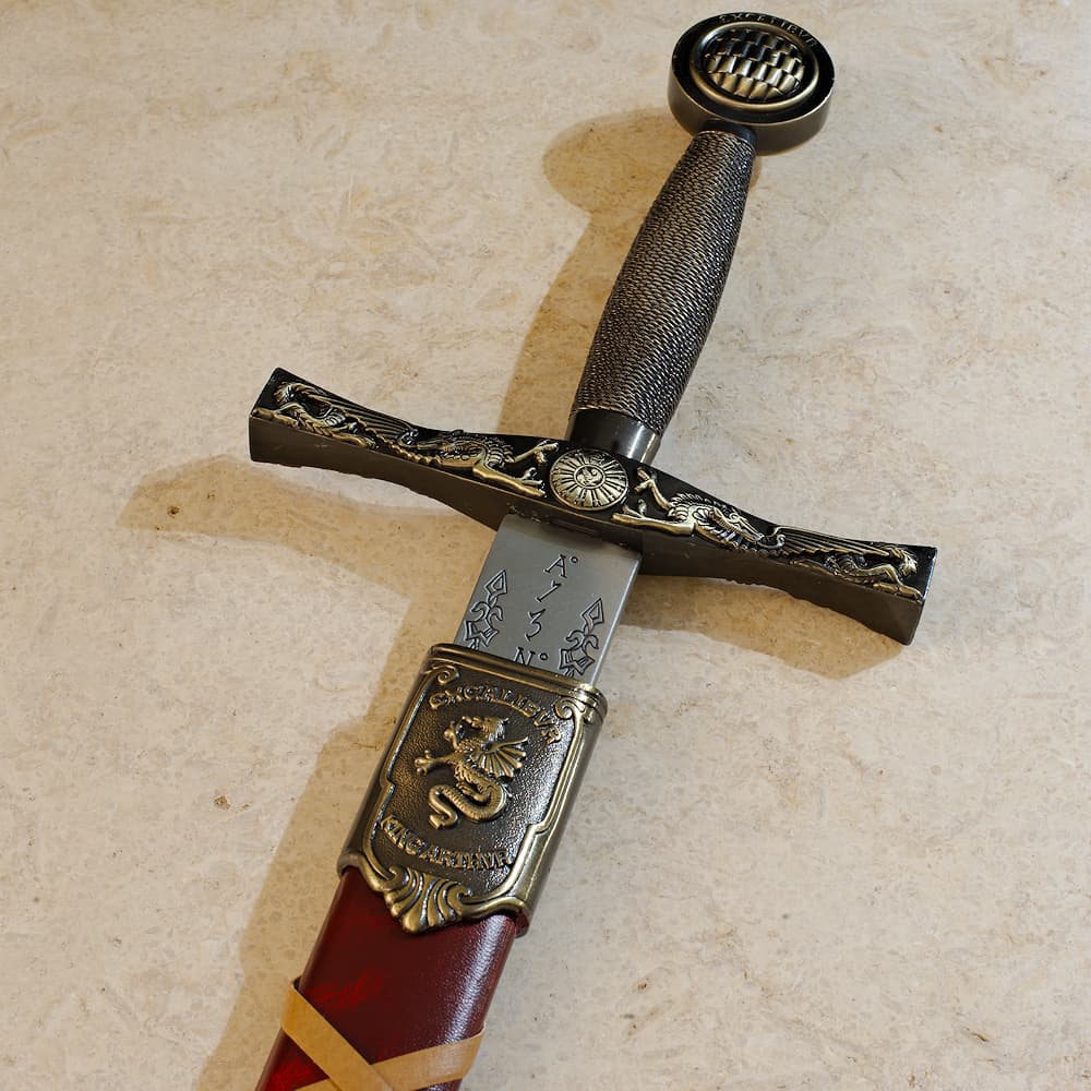 Excalibur, King Arthur's sword, with red braided scabbard #Terressens Excalibur, King Arthur's sword, with red braided scabbard #Terressens