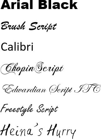 Examples of fonts available for #Terressens engravings on a katana blade