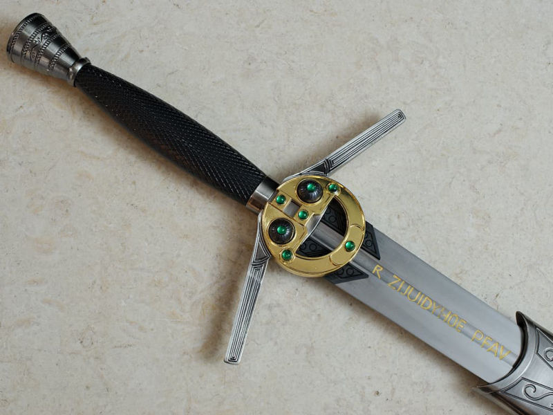 Épée et dague médiévales du chevalier croisé (ensemble de combat, livré avec fourreaux en cuir brun lacé noir) Épée du Sorceleur #Terressens
