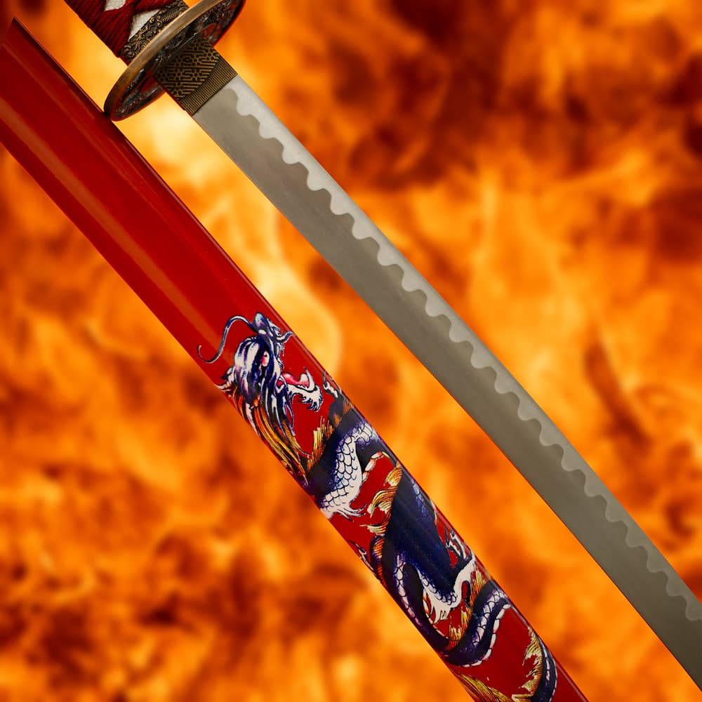 Katana de décoration « Dragon de feu » #Terressens