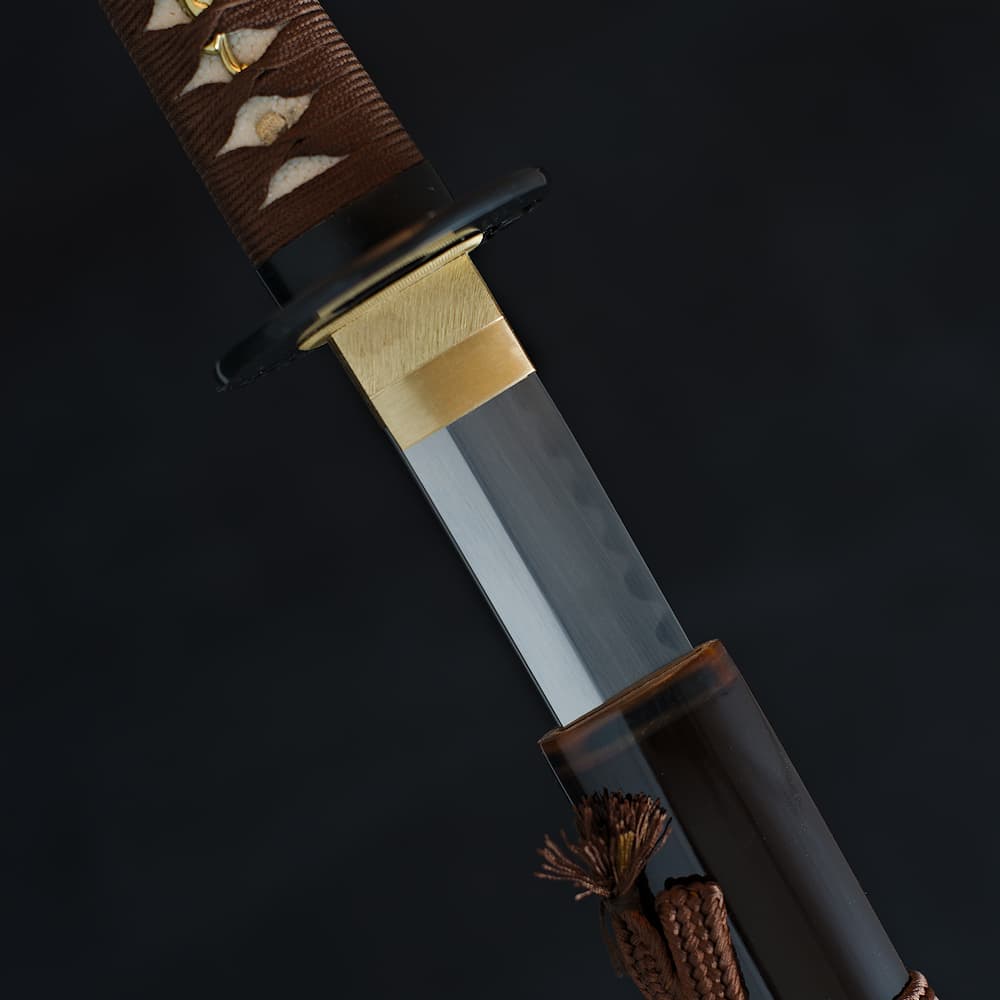Katana Maru 1095, véritable Hamon, aiguisage à la main « Chairo » 茶色 (marron, couleur du thé) #Terressens