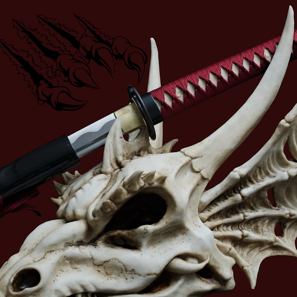 Katana « Griffes de dragon » rouge, Maru 1060 #Terressens
