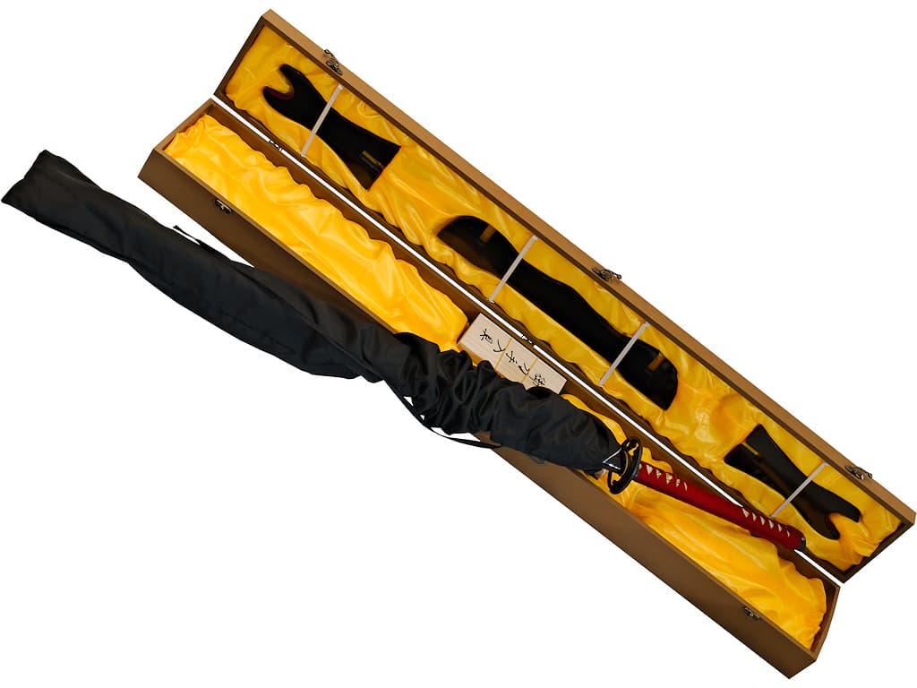 Ake sharpened katana (朱, blood red), ito and dark red sageo #Terressens