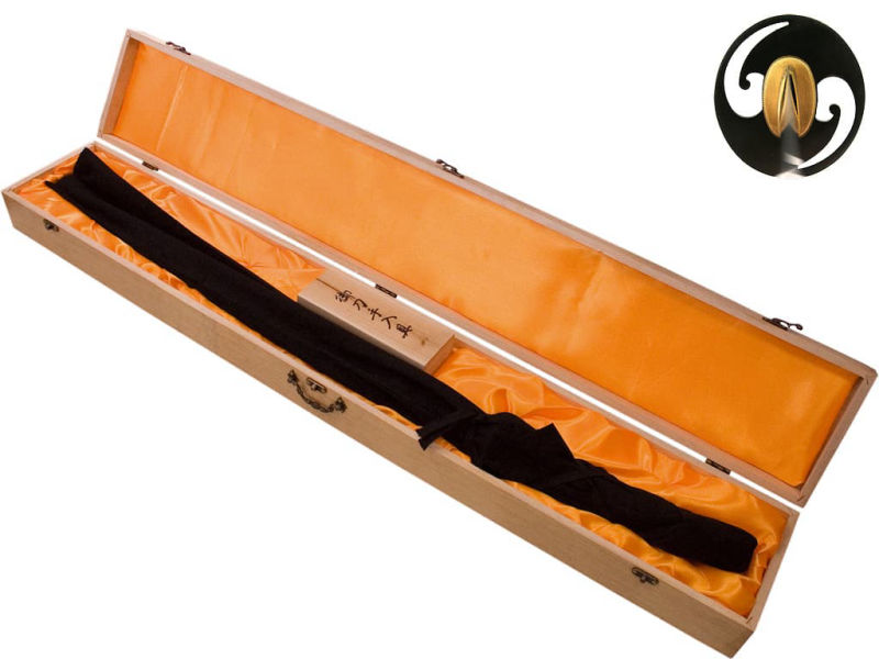 Sharpened Katana Kokuyō (黒夜, black night), damascus blade, black mount #Terressens Sharpened Katana Kokuyō (黒夜, black night), damascus blade, black mount #Terressens