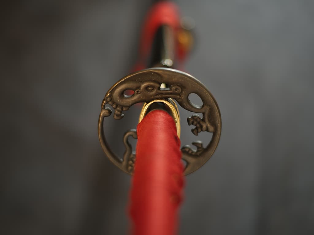 Ake sharpened wakizashi (朱, blood red), ito and dark red sageo #Terressens