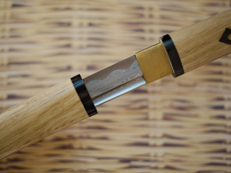 Nami, shirasaya Damascus sharpened (波 wave, onde), natural wood mount #Terressens