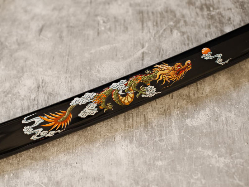 "Emerald Dragon", sharpened katana, decorating with dragon #Terressens