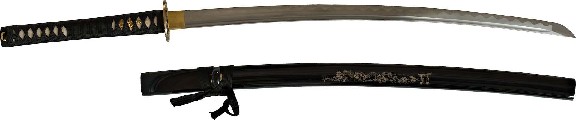 Katana sharpened "Unryū-zu" (雲龍図 Dragon among the clouds), engravings on blade and saya #Terressens Katana sharpened "Unryū-zu" (雲龍図 Dragon among the clouds), engravings on blade and saya #Terressens