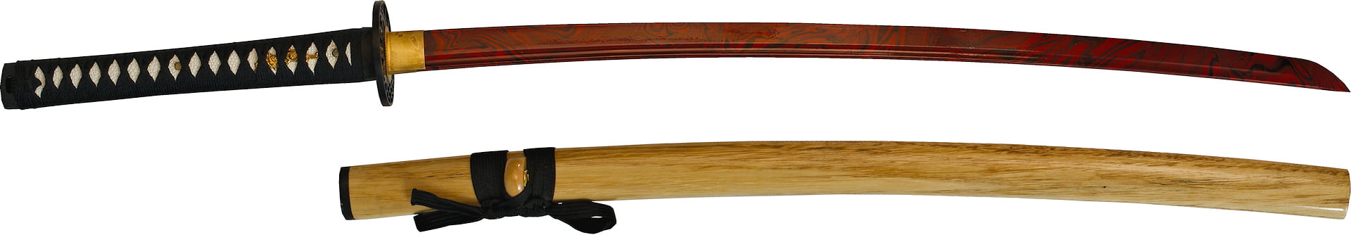 "Yougan" sharpened katana (溶岩 lava), red and black 1045 steel blade #Terressens "Yougan" sharpened katana (溶岩 lava), red and black 1045 steel blade #Terressens