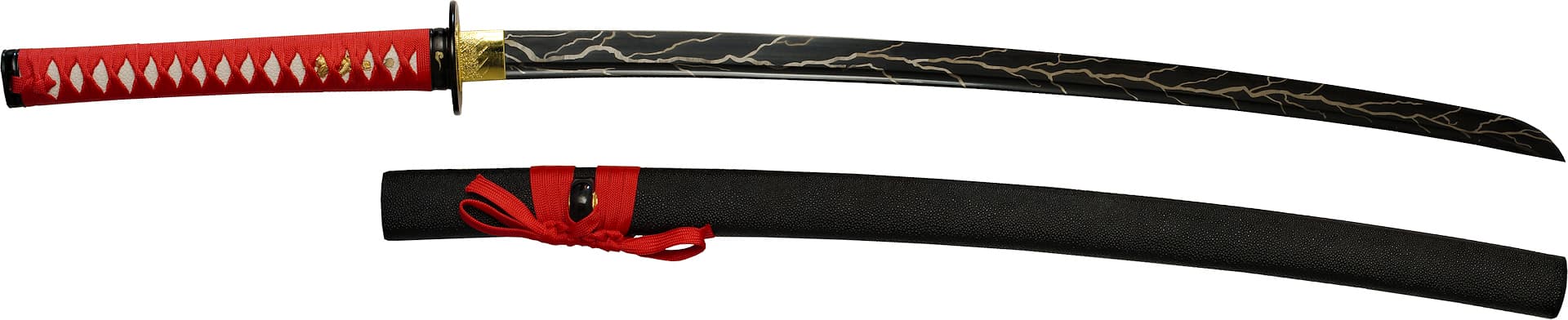 Katana sharpened "éclair d'acier", black 1045 steel blade with éclair pattern #Terressens Katana sharpened "éclair d'acier", black 1045 steel blade with éclair pattern #Terressens