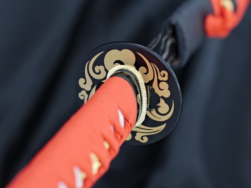 Katana sharpened "éclair d'acier", black 1045 steel blade with éclair pattern #Terressens Katana sharpened "éclair d'acier", black 1045 steel blade with éclair pattern #Terressens