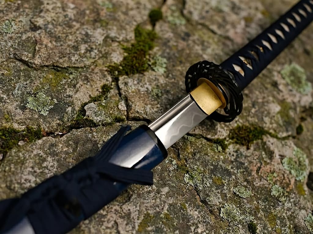 Wakizashi "Hoshizora" (星空 starry sky), Damascus steel, genuine hamon #Terressens