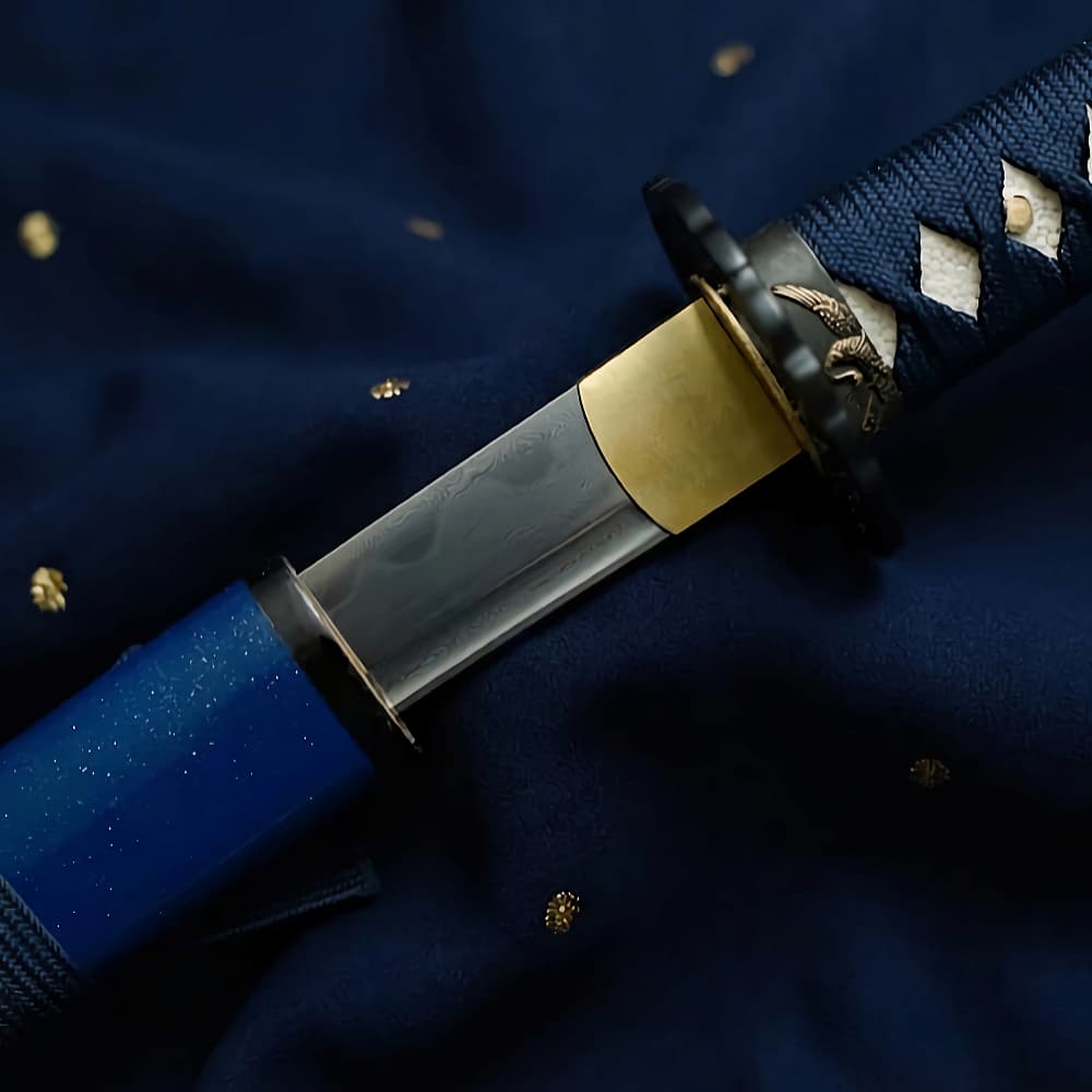 Wakizashi "Hoshizora" (星空 starry sky), Damascus steel, genuine hamon #Terressens