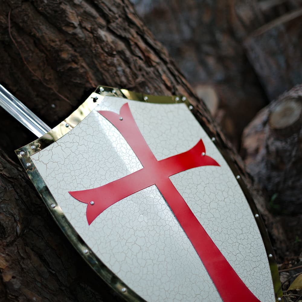 Decorative Templar shield with the characteristic red cross of the Knights Templar Decorative Templar shield with the characteristic red cross of the Knights Templar