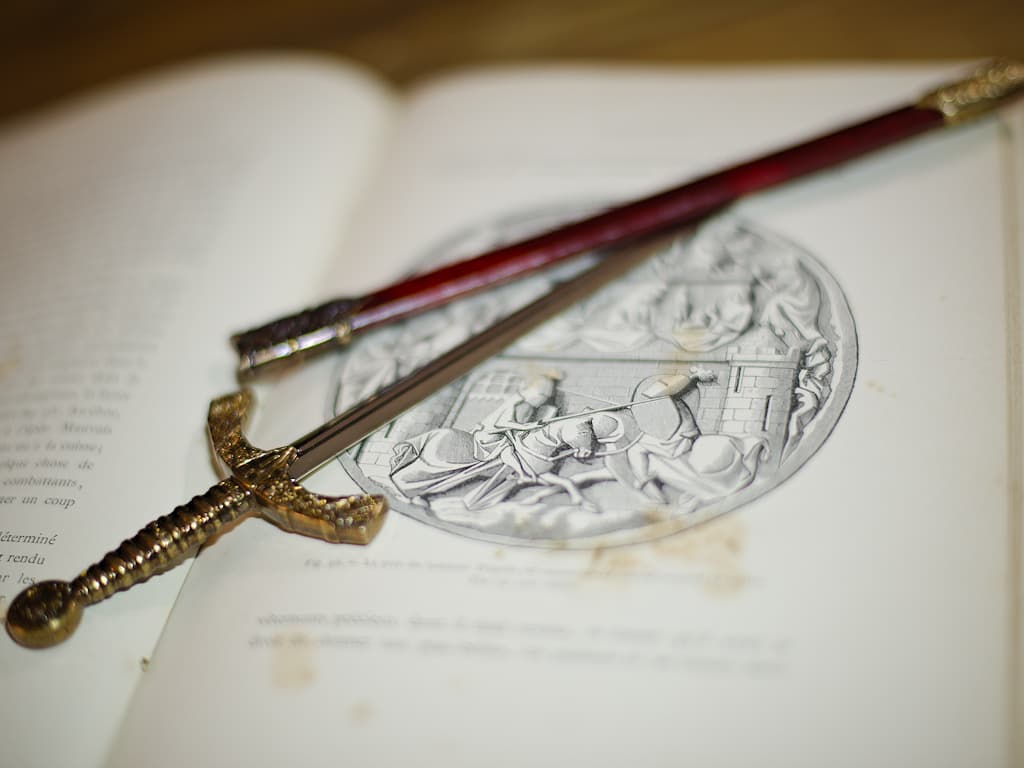 Letter opener Templar sword red scabbard Letter opener Templar sword red scabbard