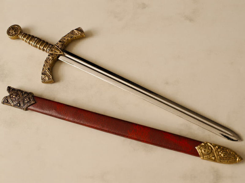 Letter opener Templar sword red scabbard Letter opener Templar sword red scabbard