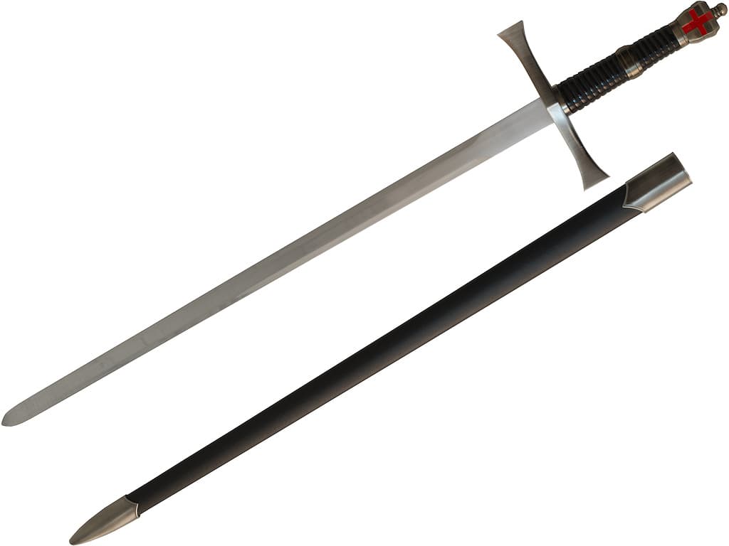 Decorative Templar sword with screen-printed reconstituted wood wall bracket Templar sword "Return from the Holy Land" #Terressens