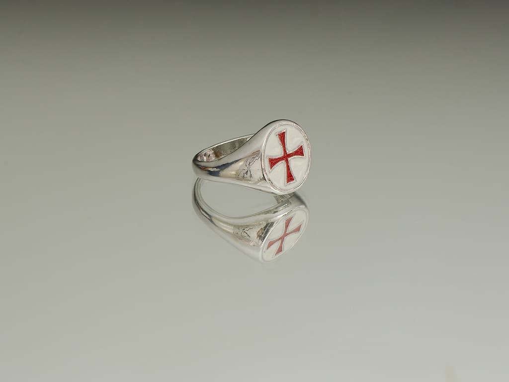 Decorative Templar sword with screen-printed reconstituted wood wall bracket Red Templar cross ring #Terressens