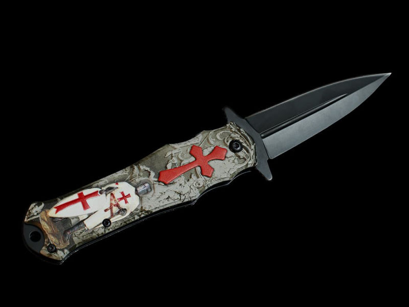 Letter opener Templar sword red scabbard Templar knife "Blanc manteau" #Terressens