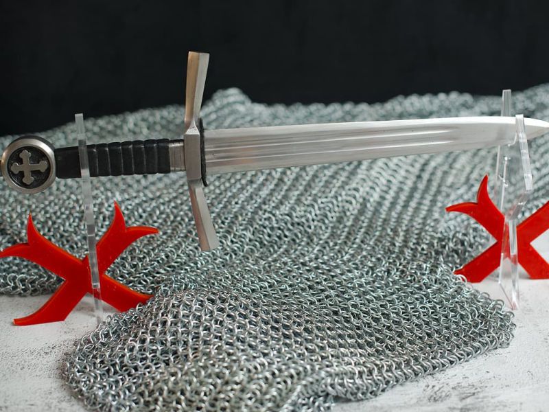 Plexiglas Templar sword display stand with red cross #Terressens Plexiglas Templar sword display stand with red cross #Terressens